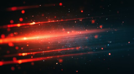 Abstract cinematic background with glowing red light trails and dynamic energy particles