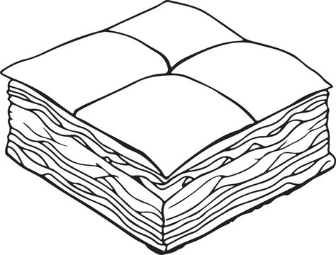 Baklava Turkish Dessert Hand-drawn Sketch Drawing Vector Illustration, Line Linear Symbol Engraving for Coloring Book, Black and White, Isolated