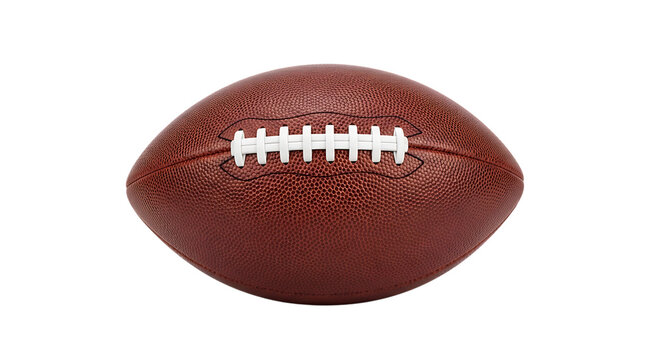 Brown leather American football ball with white laces for sport game match concept isolated on transparent background athletic team play league competition equipment object goal win