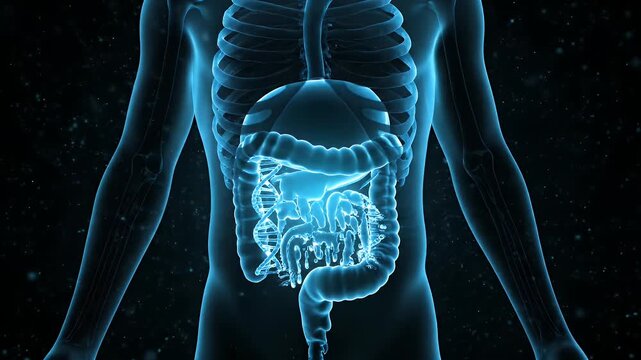 Human Torso Internal Organs Futuristic Glowing Blue Design Visualization and Medical Educational Presentation, Isolated
