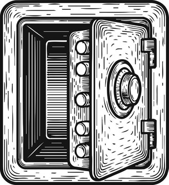 Vintage open safe with combination lock classic security box, protection, and valuables storage concept
