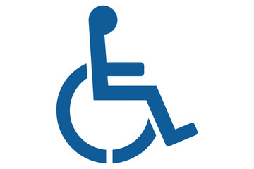 A blue handicap sign on a white background for accessibility and inclusion