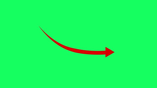 Abstract business graph chart with down trend red arrow icon animation on green background
