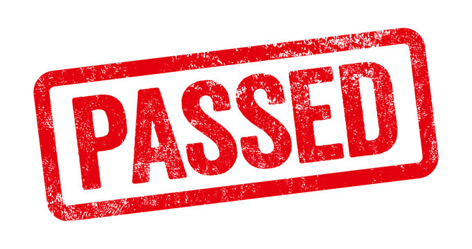 Red stamp on a white background - Passed