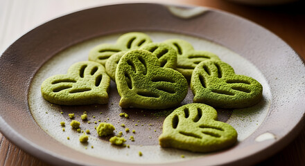 Matcha Green Tea Cookies on Plate