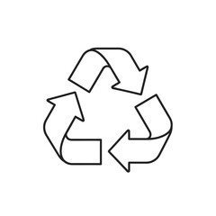 Obraz premium Recycling symbol icon with three chasing arrows outline