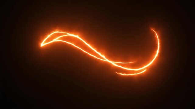 S- Shaped Fiery Energy Curve with Glowing Edges on a Dark Background fire s-shape