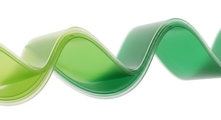 Glossy green gradient ribbon or wave for website background or overlay effect Isolated on transparent background