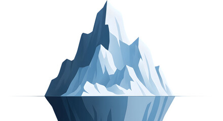 Iceberg vector illustration, partially submerged in water for infographic or presentation Isolated on transparent background