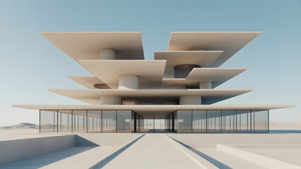 Fototapeta premium Modern Architectural Marvel with Unique Geometric Design