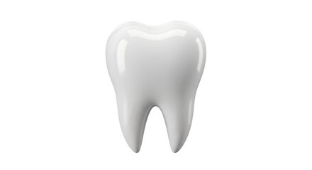 Shiny white tooth 3D render for dental or medical mockup isolated on transparent background