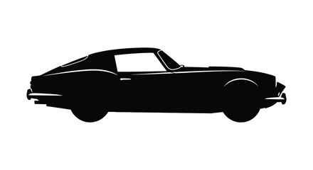 A sleek black silhouette of a classic 1960s muscle car ideal for design projects on transparent background high quality professional detailed