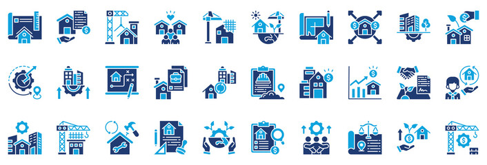 Property Development Icon Collection Set. Glyph Color Style Icon Vector Illustration.