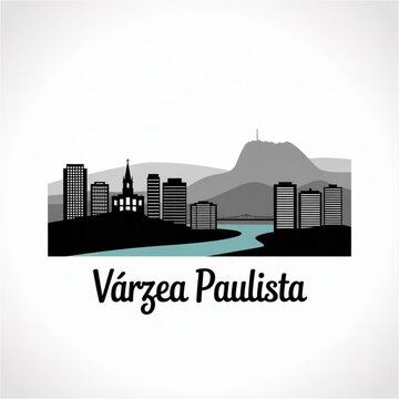V&aacute;rzea Paulista S&atilde;o Paulo Skyline Silhouette &mdash; A Hillside City Near Serra do Japi Vector Illustration