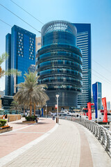 Fototapeta premium Dubai, UAE – october 06, 2025: Dubai Marina, Pier 7, vertical frame