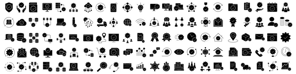 Maintenance vector icon set. Technical support Illustration sign collection. Installing updates symbol. Bow logo.