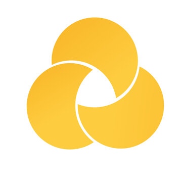 Minimalist vector infographic featuring three interlocking spiral circles in a yellow gradient. Professional template for business presentations, process cycles, workflow diagrams, and data visualizat