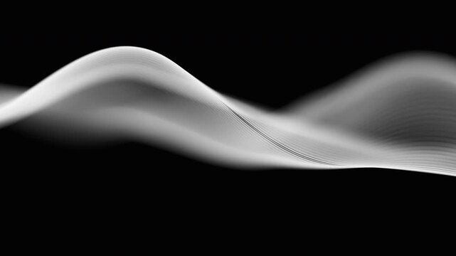 Audio white waveform digital motion loop background. Abstract music waves equalizer. Futuristic sound wave visualization. AI synthetic voice technology. Tune print. Distorted frequencies.