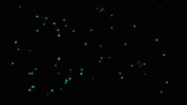 Modern abstract green dots connecting and forming dynamic plexus digital technology motion background