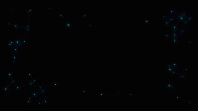 Abstract modern technology plexus constellation connections animating and glowing on dark space background motion