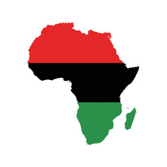 Obraz premium The African continent map is painted with the colors of the Pan-African flag.