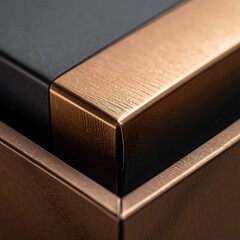 Close-up of a metallic corner, showcasing copper and black contrast