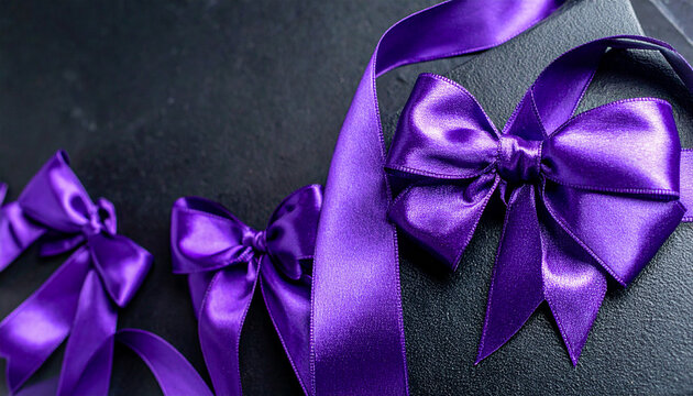 Un elegante lazo morado de sat&eacute;n brillante, s&iacute;mbolo universal del D&iacute;a Internacional de la Mujer. Representa la conmemoraci&oacute;n del 8M y la lucha continua por la igualdad de derechos, la justicia