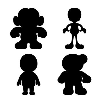 Iconic nintendo character silhouettes: a collection of popular video game figures in black
