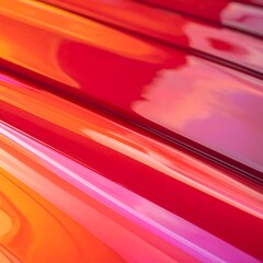 Abstract close-up of glossy red and orange curved surfaces