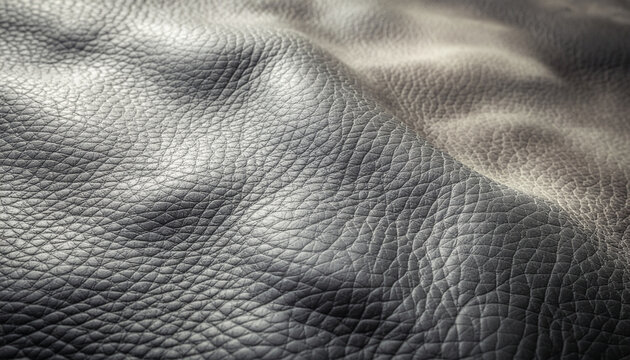Luxury Grey Leather Texture Background. Detailed Macro of Natural Wrinkled Upholstery Material.