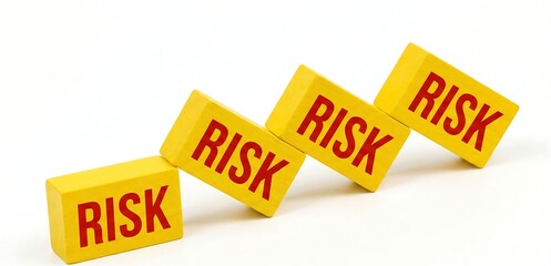 A coloured blocks with text RISK. Business uncertainty, financial challenges and strategic decision-making concepts ,marketing, finance