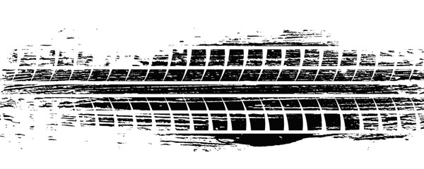 Tire tread marks, drift, motorsport, motocross, rally, tread mark with skid, grinding, splash effect. © Fiki