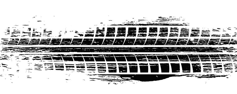 Tire tread marks, drift, motorsport, motocross, rally, tread mark with skid, grinding, splash effect.