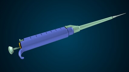 Micropipette for Precise Liquid Measurement anatomy with blue background. 3d render