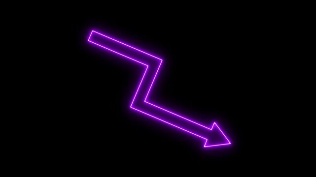 Abstract glowing neon line graph with downward trend arrow, symbolizing business decline, financial loss, and negative market performance.