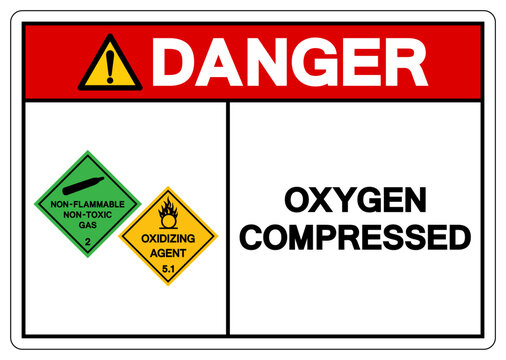 Danger Oxygen Compressed Symbol Sign, Vector Illustration, Isolate On White Background, Label.EPS10