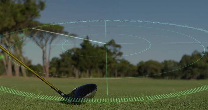 Targeting grid initializing rotating beam scanning golf driver head alignment refining shot path
