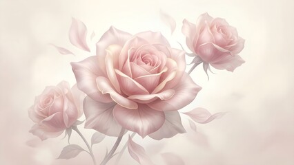 Elegant and graceful, three airy roses in muted pink