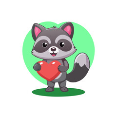 Cute little mouse with heart in hands. 3d render looped animation green screen. Saint Valentine's Day celebration, love, romantic concept. smiling character, kawaii face, cartoon style See Less