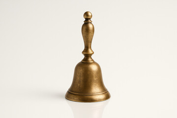 Vintage Brass Bell on White Background
