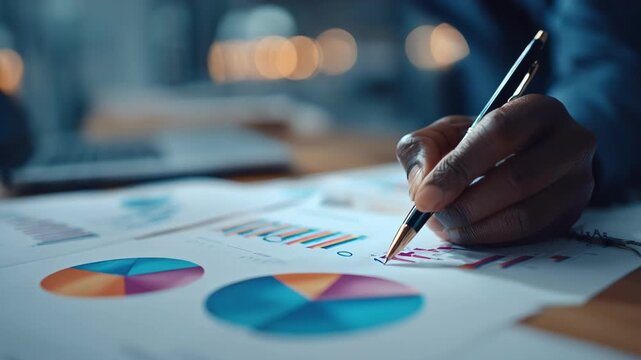 Medium shot of a finance specialist crosschecking various financial reports showcasing methodical preparation and comprehensive data compilation for informed decisions.