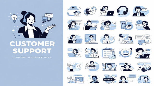 Customer Support Vector Pack &ndash; 24 Scenes