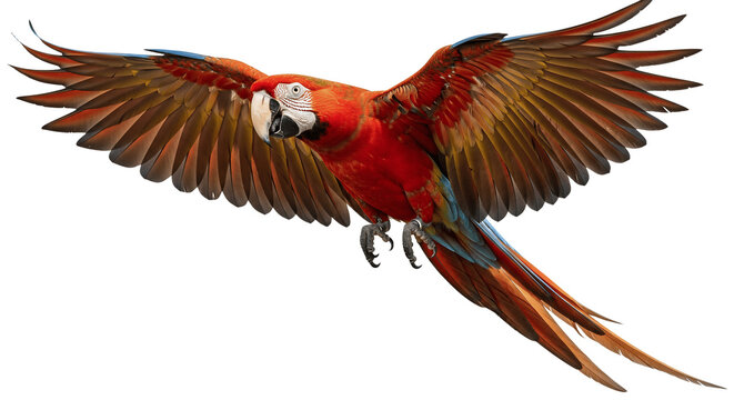 Isolated red and yellow macaw ara, png