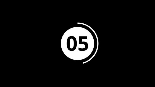 Ten seconds counter, 1 to 10 sec countup timer animation, 10 sec countup timer animation on black background.