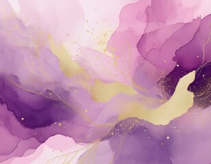 hand drawn watercolor backdrop with soft pastel shades of light pink and purple blend seamlessly enhanced by golden speckles of textured paint