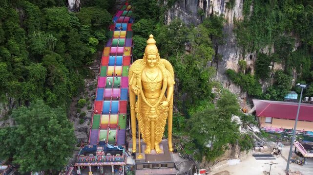 Iconic Batu Caves Kuala Lumpur from Above &ndash; Malaysia Drone Footage
