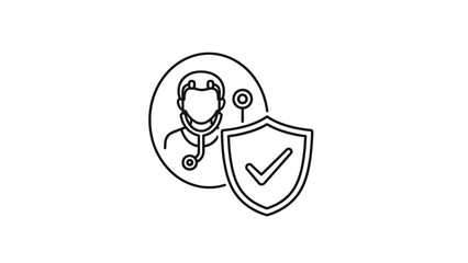 Obraz premium Doctor icon with shield and checkmark for medical protection