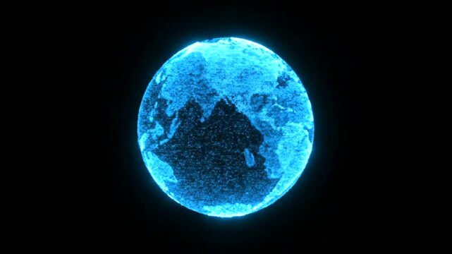 Glowing blue planet Earth with visible continents in space.