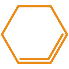 Minimalist Hexagon Outline Icon in Orange Line Style