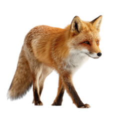 Fototapeta premium A fox is walking on a white background